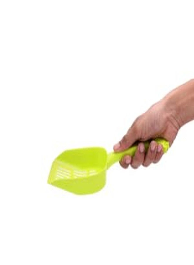 misu Waste Scoop pet Litter Tray Tool Cleaning Handle Grip sift Wide Slot pet Clean Clump Remover Scoop Tray Holder Press Solid Waste pet bin Grip Green - Image 2